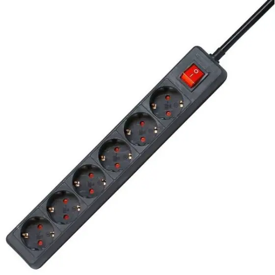 Szuper akció Elosztó 6-os kapcsolóval, 1.4m, 3x1.5, fek 7118H