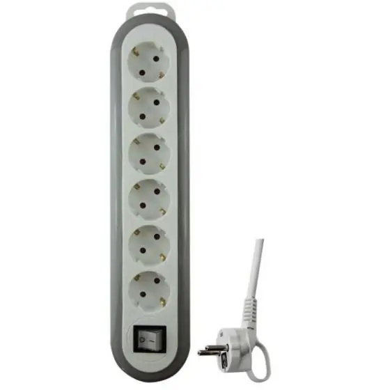 Árengedmény Elosztó 'Meridian' 6-os kapcsolóval, 1.4m, feher/szurke 0557H