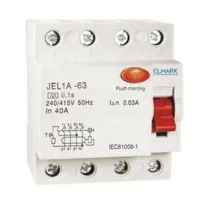 Vedd meg most Áramvédő kapcsoló JEL1A 4P 40A/30MA Elmark