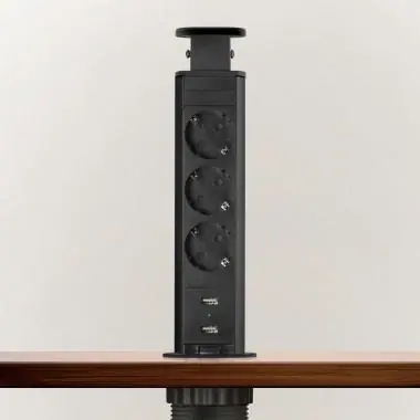 Ajánlat Rejtett elosztó 3-as+2xUSB matt fekete 1,5m