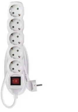 EMOS Elosztó hosszabbító 5 aljzat 1,5M kapcsolós 3X1,5 fehér 3680W 16A IP20 Nézd meg most