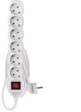 EMOS Elosztó hosszabbító 6 aljzat 1,5M kapcsolós 3X1,5 fehér 3680W 16A IP20 Vedd meg most
