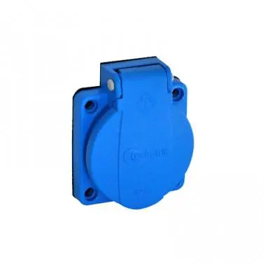 Olcsóbb Beépíthető műanyag dugalj csapfedeles kék 16A pce-105