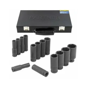 Végkiárusítás 14 darabos mély hatású dugókulcs készlet, 1/2" -> 14 részes mélyhatású küllőkulcs készlet, 1/2"